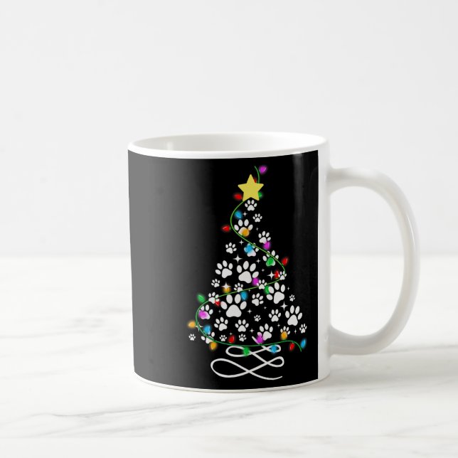Cat Dog Paw Christmas Tree Lights Holiday Santa Fa Coffee Mug (Right)