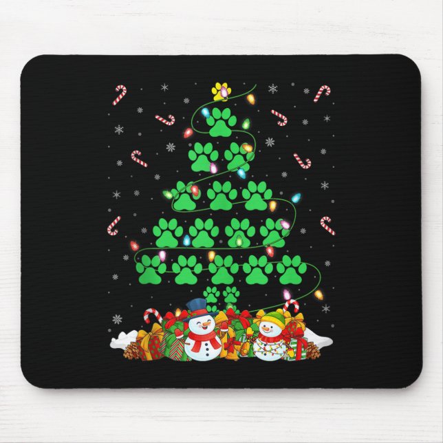 Cat Dog Paw Christmas Tree Lights Puppy Dog Cat Lo Mouse Mat (Front)