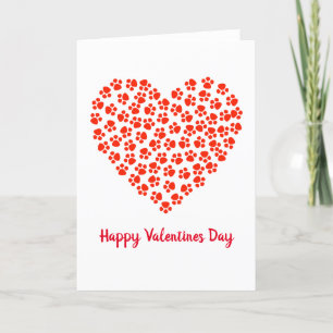 Cat Dog Paw Prints Funny Valentine's Day Holiday Card