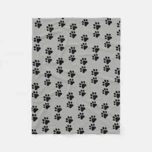 Cat / Dog paw prints -grey back ground Fleece Blanket