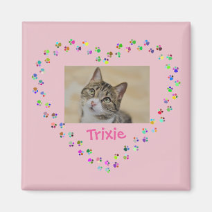 Cat Dog Paw Prints Personalised Photo Magnet