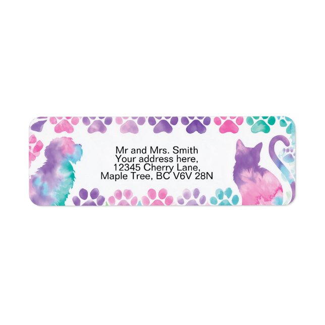 Cat Dog Paw Prints Return Address Labels (Front)