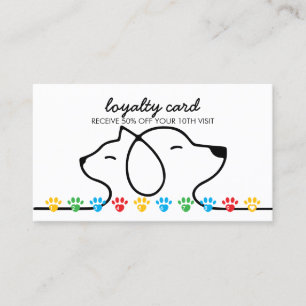 Cat Dog Paws colorful punch Discount Loyalty Business Card