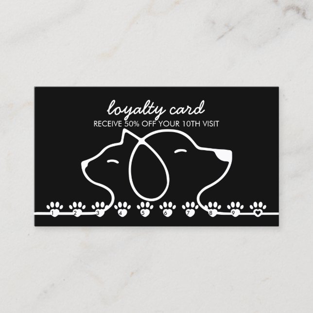 Cat Dog Paws printed punch Discount Loyalty Business Card (Front)