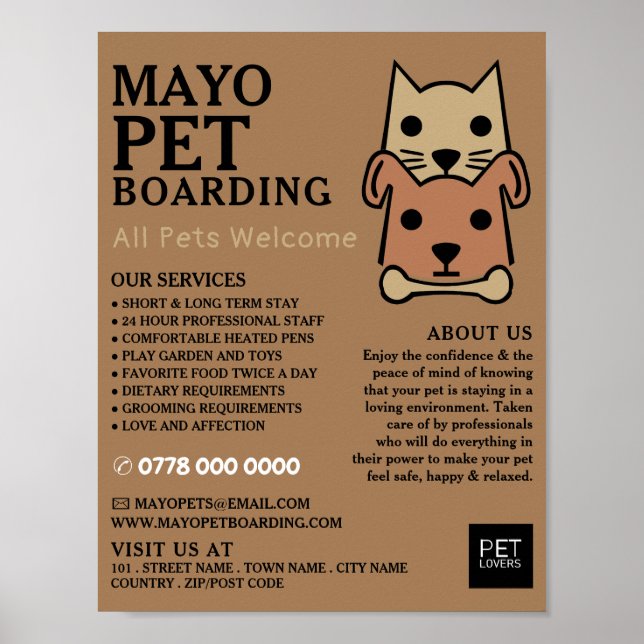 Cat & Dog, Pet Boarding Advertising Poster (Front)