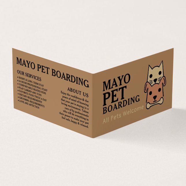 Cat & Dog, Pet Boarding Detailed Business Card (Outside)