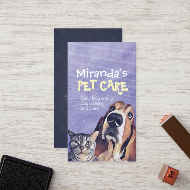 Cat Dog Pet Care Grooming Sitting Punch Loyalty Card (Front/Back In Situ)