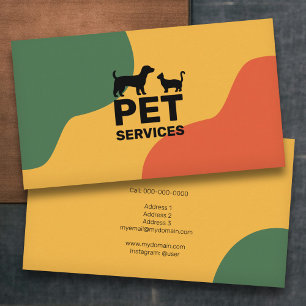 Cat & Dog - Pet Services Coloured Business Card