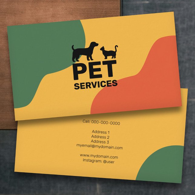 Cat & Dog - Pet Services Coloured Business Card (Cat & Dog - Pet Services Colored Business Card)
