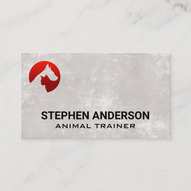 Cat Dog Red Logo | Animal Services Business Card (Front)
