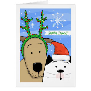 Cat Dog Reindeer Antlers and Santa Paws