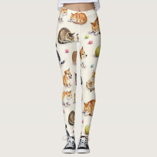 Cat & Dog Seamless Pattern Leggings