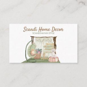 Cat Dog Sitting on Chair New Boho Home Business Card