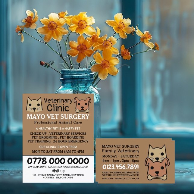 Cat & Dog, Veterinarian, Veterinary Service Business Card (Creator Uploaded)