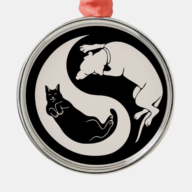 Cat-Dog Yin-Yang Metal Tree Decoration (Front)