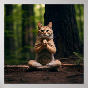 Cat doing yoga digital print