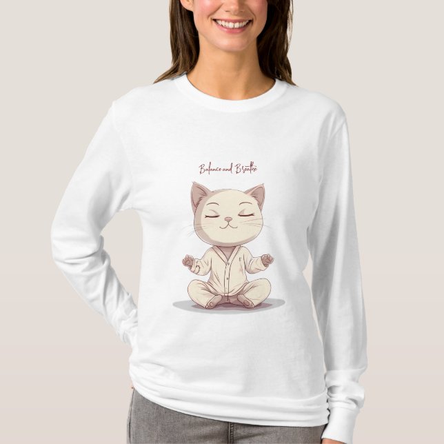 Cat doing yoga T-Shirt (Front)
