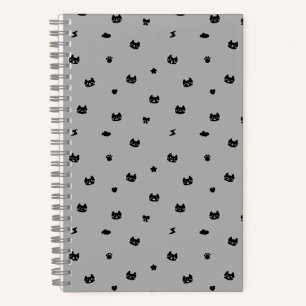Cat Doodle Grey Notebook