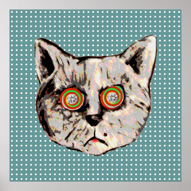 cat , dots and eyes of diamonds poster (Front)