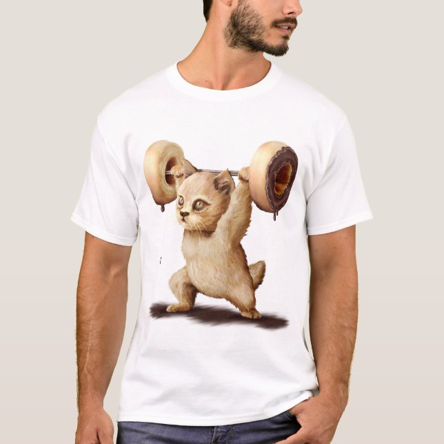 cat doughnut lifting T-Shirt (Front)