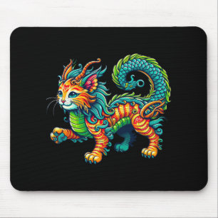 Cat Dragon Happy Chinese New Year 2024 Womens Mens Mouse Mat