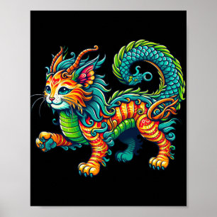Cat Dragon Happy Chinese New Year 2024 Womens Mens Poster