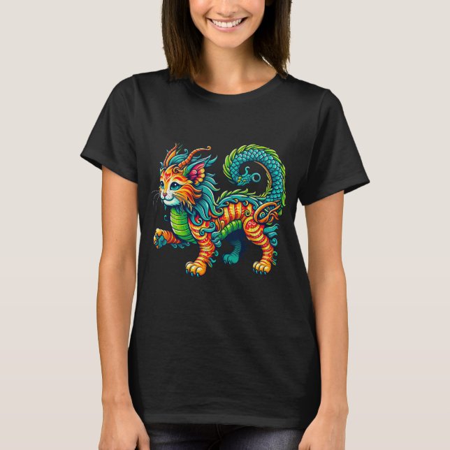Cat Dragon Happy Chinese New Year 2024 Womens Mens T-Shirt (Front)