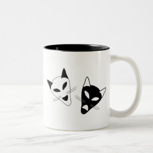 Cat Drama Masks Two-Tone Coffee Mug