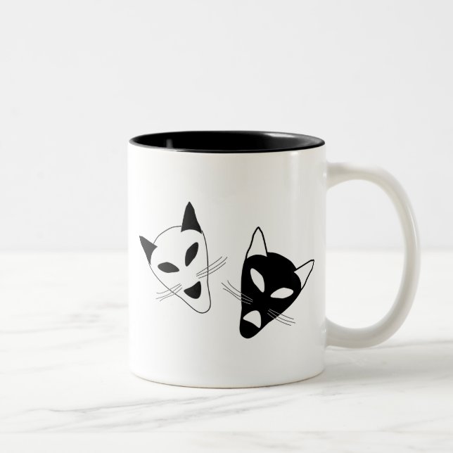 Cat Drama Masks Two-Tone Coffee Mug (Right)