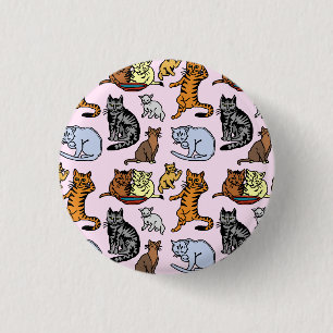 Cat Drawing Cute Vintage Pattern 3 Cm Round Badge