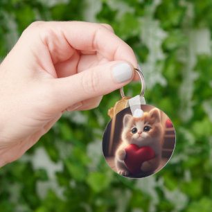 cat drawing key ring