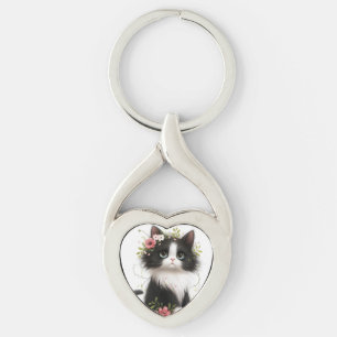 Cat drawing key ring