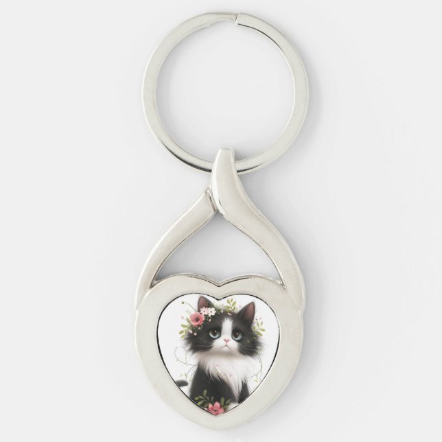 Cat drawing key ring (Front)