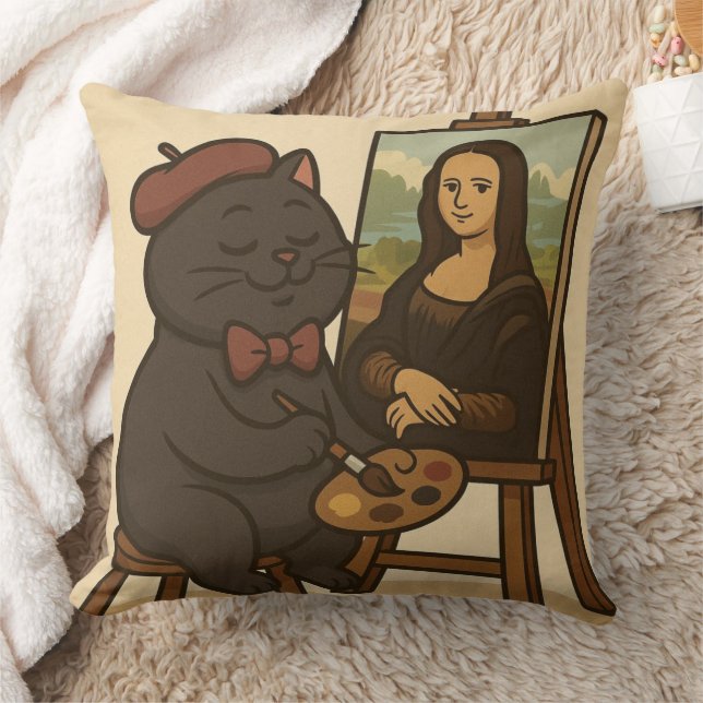 Cat drawing Mona  Cushion (Blanket)