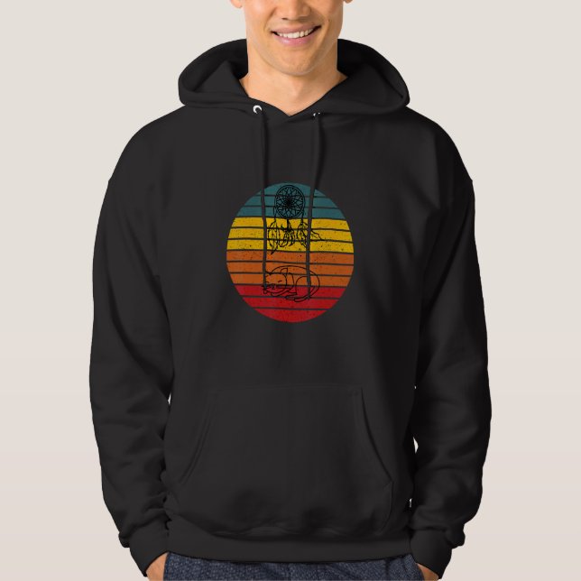 Cat Dreamcatcher Retro Sunset Design Hoodie (Front)