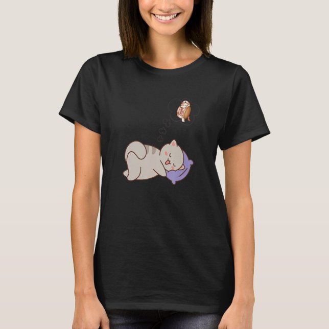 Cat Dreaming Sleeping   T-Shirt (Front)