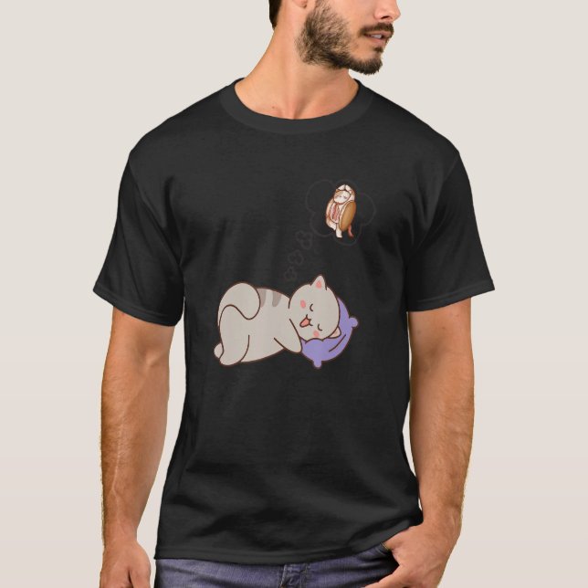 Cat Dreaming Sleeping   T-Shirt (Front)