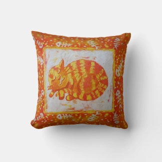cat dreams of fish cushion