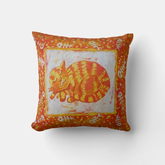 cat dreams of fish cushion (Front)