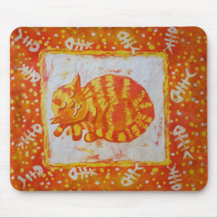 Cat dreams of fish mouse mat