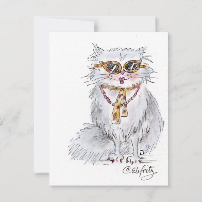 Cat dressed up for the party card (Front)