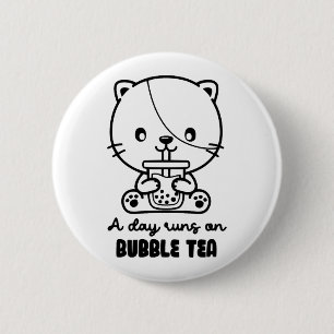 Cat Drink Bubble Tea, Boba Tea Clipart 6 Cm Round Badge