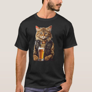 Cat Drinking Beer, Funny Beer Lover Cat, Cat Dad C T-Shirt