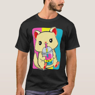 Cat Drinking Boba Lgbt Q Kitten Pansexual Pride Fl T-Shirt