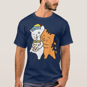 Cat Drinking Boba Shirt Tea Bubble Tea Anime Kawai