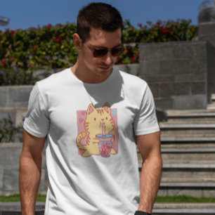 Cat Drinking Boba Tea T-Shirt