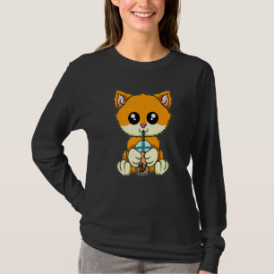 Cat Drinking Bubble Tea Cute Animals With Boba Tea T-Shirt