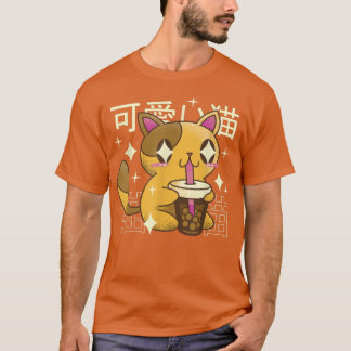 Cat Drinking Bubble Tea Drink Japan T-Shirt