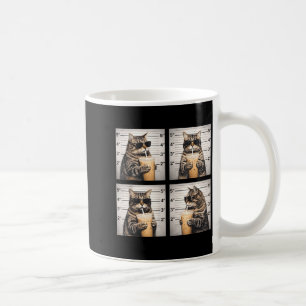 Cat drinking iced coffee funny mugshot animal meme mug