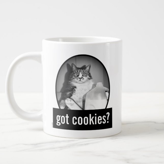 Cat Drinking Milk From Jug Large Coffee Mug (Left)